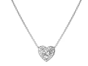 0.68CT T.W. Diamond Heart Halo Solitaire Necklace