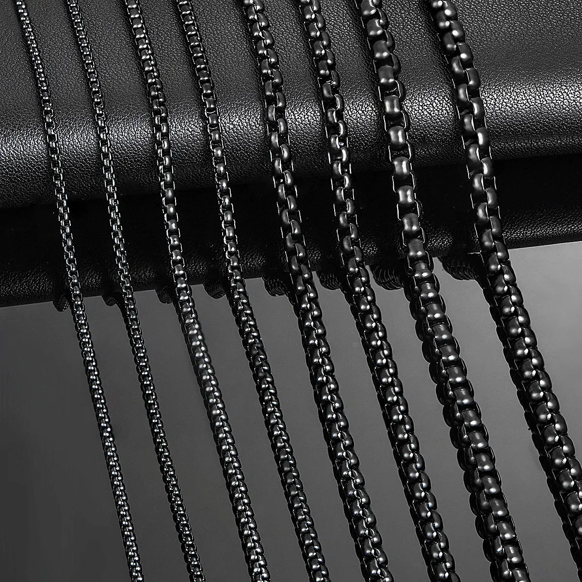 1 Piece 2mm/3mm/4mm/5mm Black Color Box Link Chain Classic Curb Necklace Stainless Steel Jewelry for Men Women