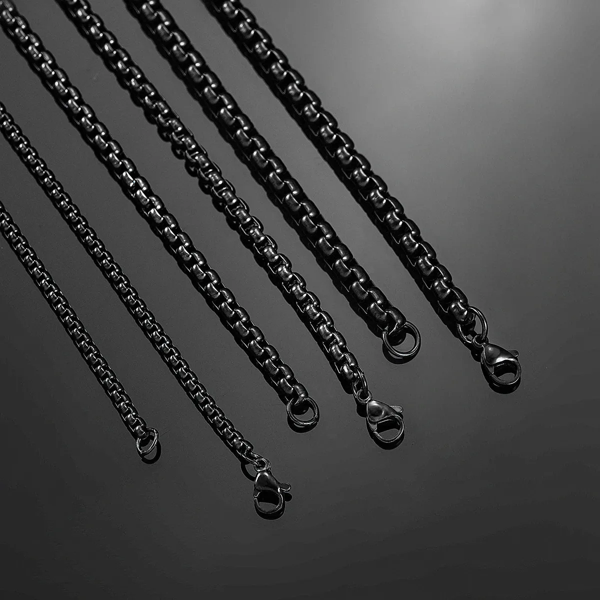 1 Piece 2mm/3mm/4mm/5mm Black Color Box Link Chain Classic Curb Necklace Stainless Steel Jewelry for Men Women