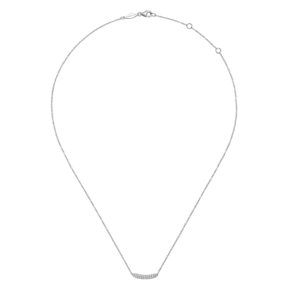 14K White Gold Curved Pavé Diamond Bar Necklace - NK5989W45JJ