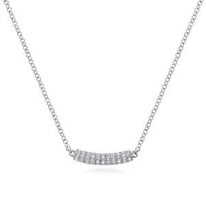 14K White Gold Curved Pavé Diamond Bar Necklace - NK5989W45JJ