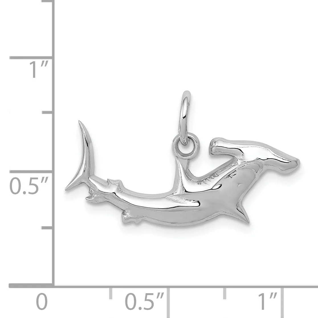 14K White Gold Polished Finish Hammerhead Shark Charm Pendant