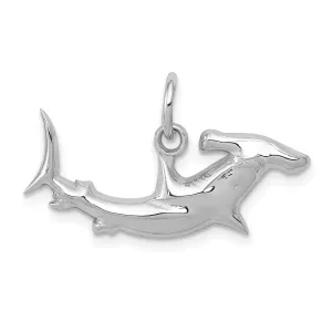 14K White Gold Polished Finish Hammerhead Shark Charm Pendant