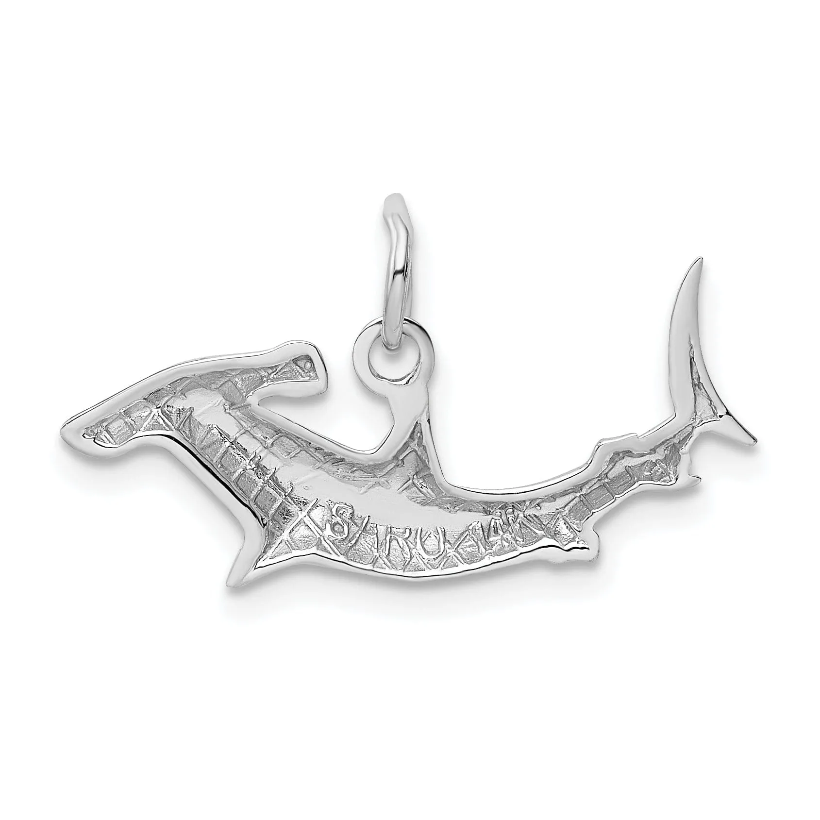 14K White Gold Polished Finish Hammerhead Shark Charm Pendant