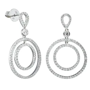 18ct White Gold Diamond Circle Earrings