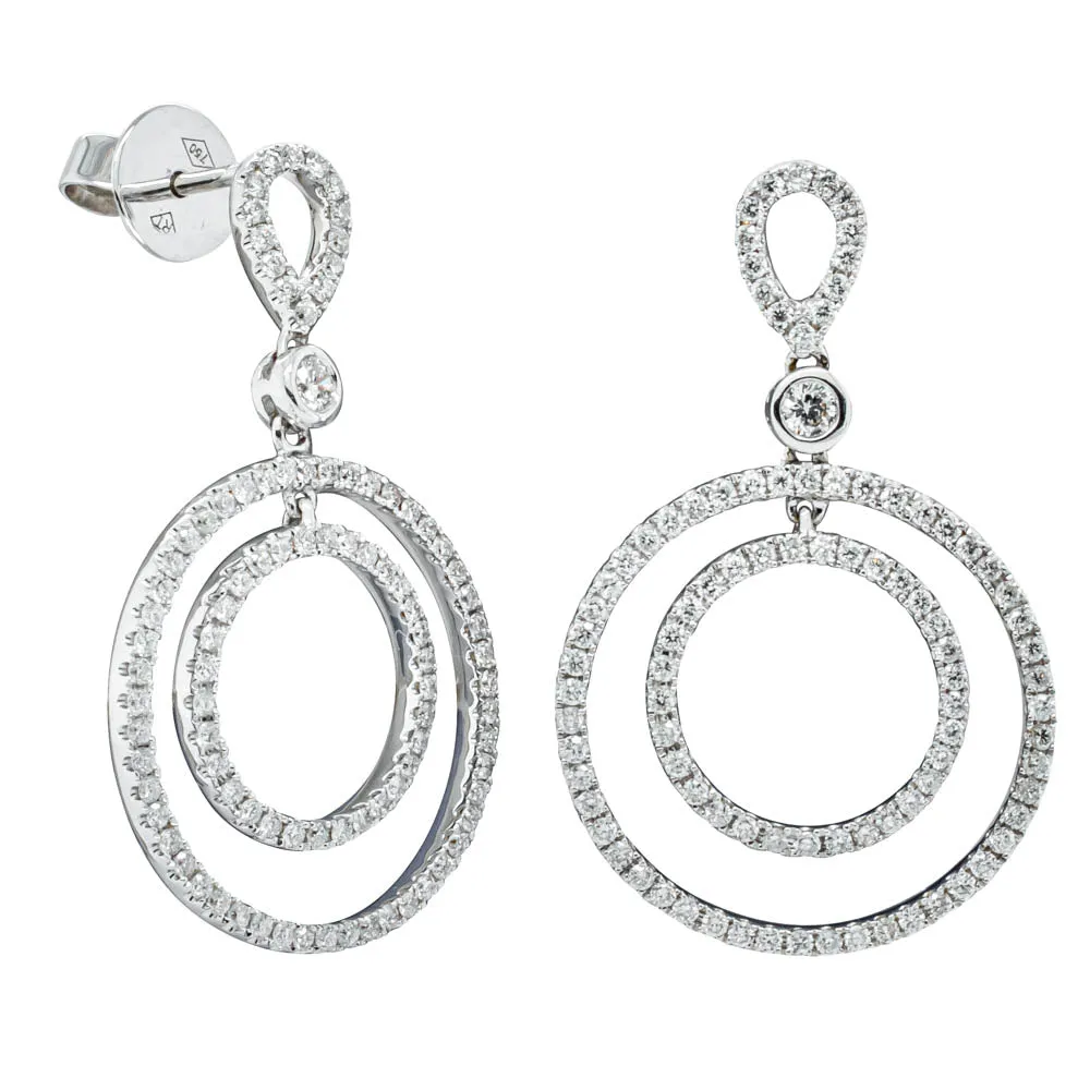 18ct White Gold Diamond Circle Earrings