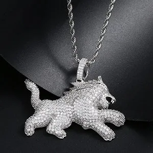 18K Gold Plated Iced Out Lion Animal Pendant Necklace