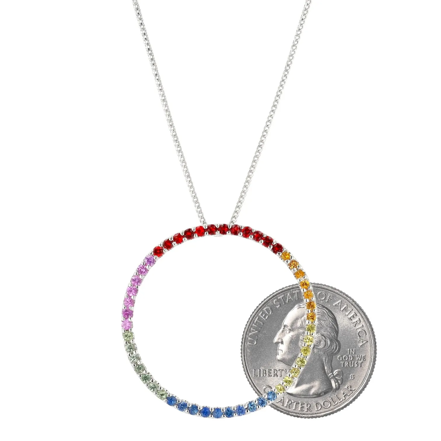 18K White Gold Chain and 14K White Gold Infinity Raimbow Pendant