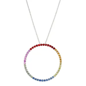 18K White Gold Chain and 14K White Gold Infinity Raimbow Pendant