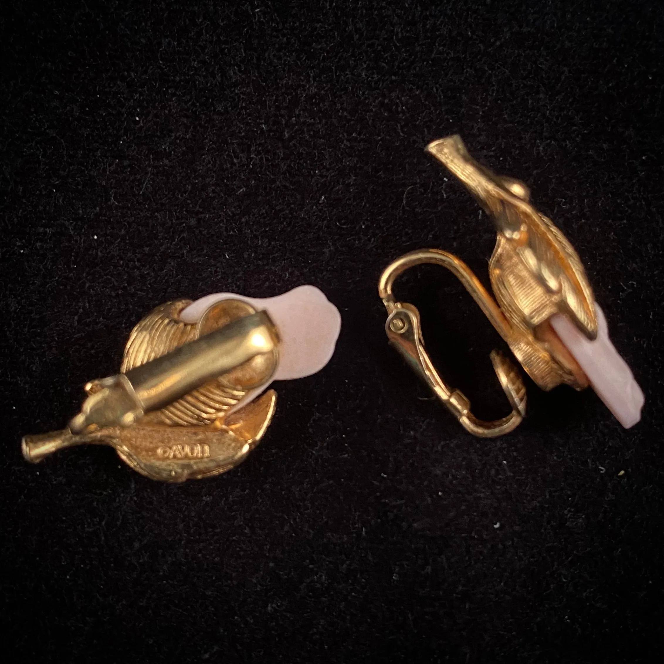 1994 Avon Porcelain Rose Clip Earrings