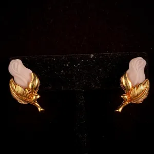 1994 Avon Porcelain Rose Pierced Earrings
