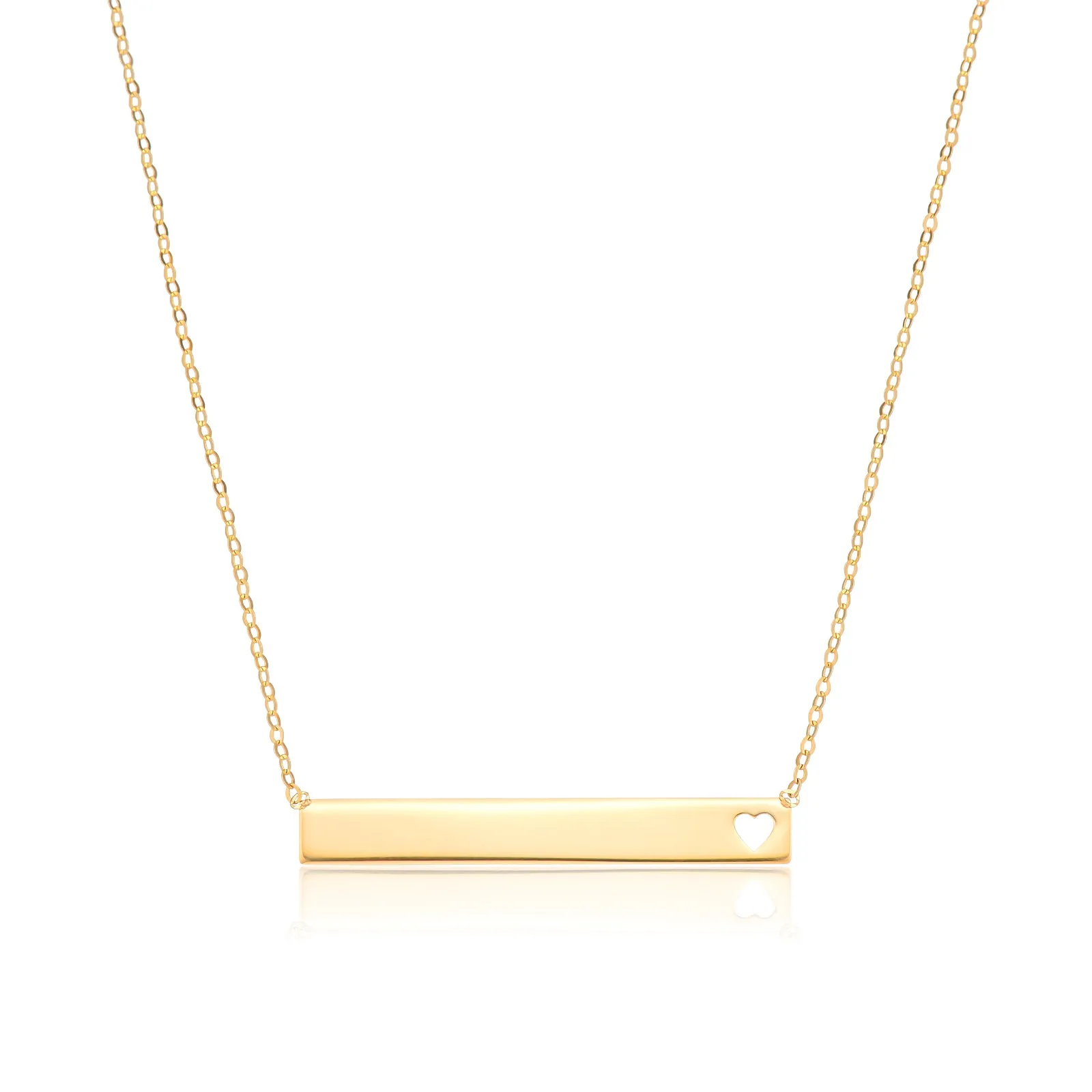 9ct Yellow Gold 45cm Bar Heart Cutout Necklace