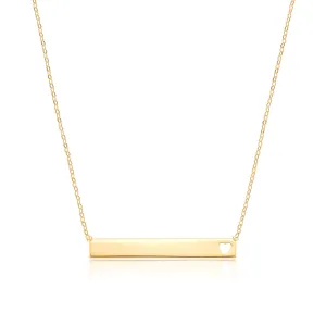 9ct Yellow Gold 45cm Bar Heart Cutout Necklace