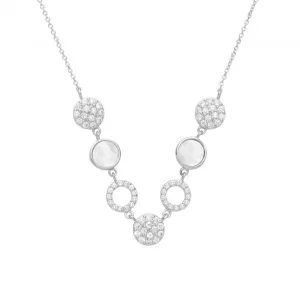 Acotis Silver Necklace Rhodium Plated Zirconia And Mother Of Pearl G3379