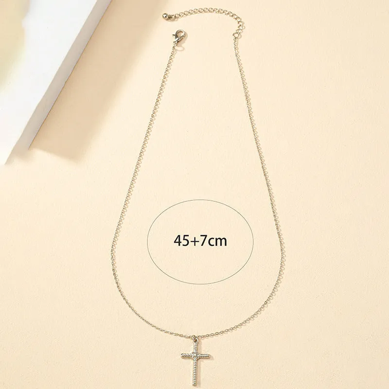 Alloy Cross Pendant - Stylish Europe-Inspired Hip-Hop Necklace for Women