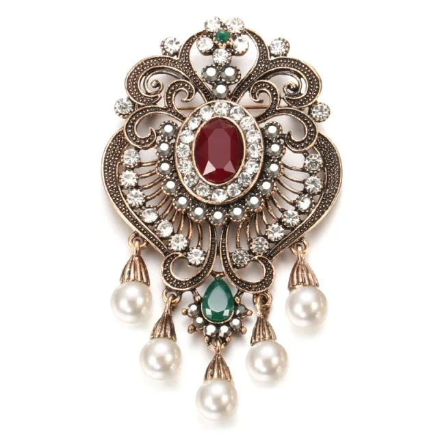 Antique Crystal Brooch Hijab Pin