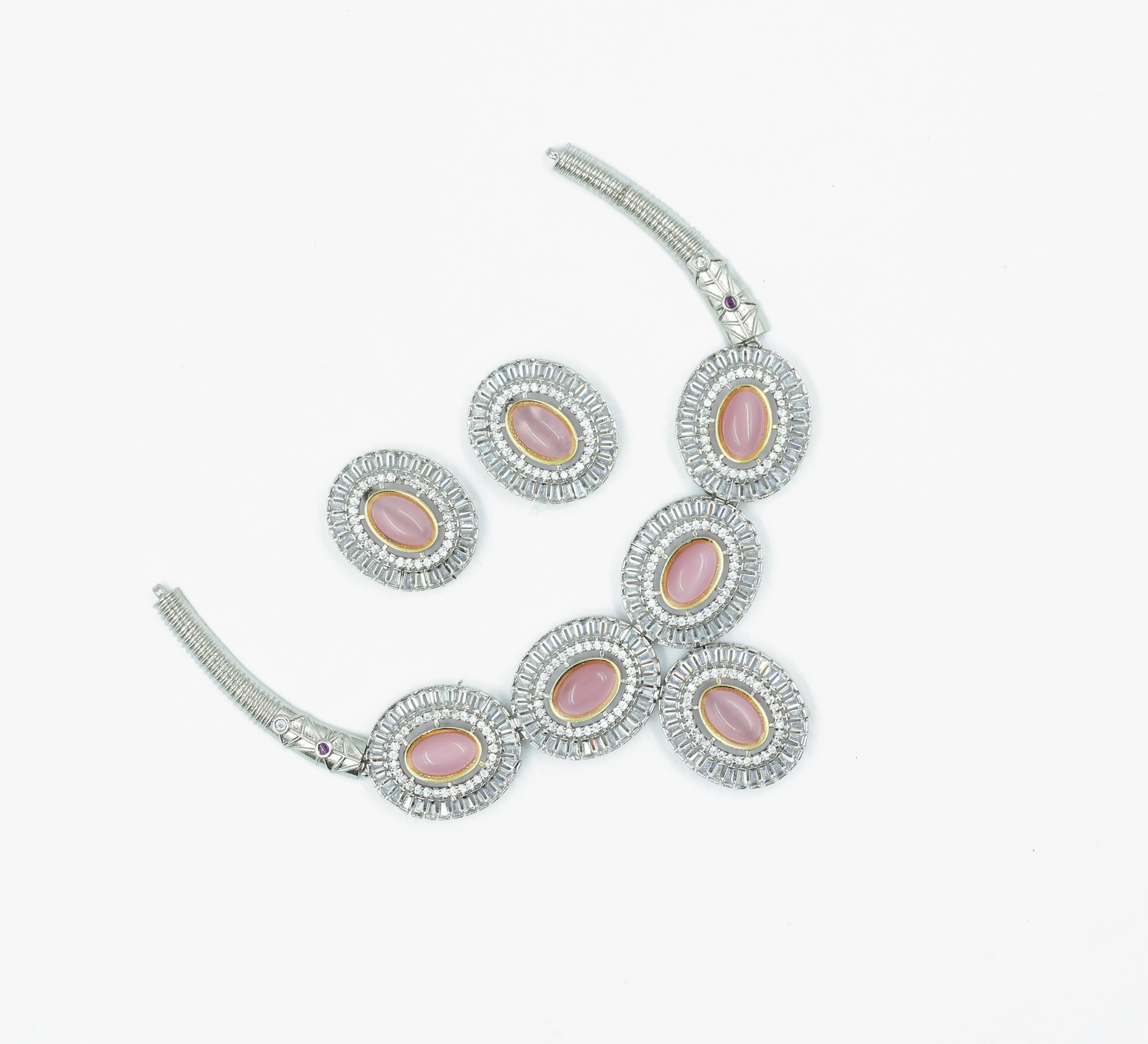 Antique Silver-Plated Necklace Set with Hydro Stones