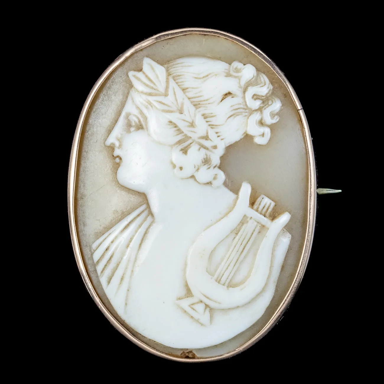 Antique Victorian Apollo Cameo Brooch 9ct Gold Circa 1860