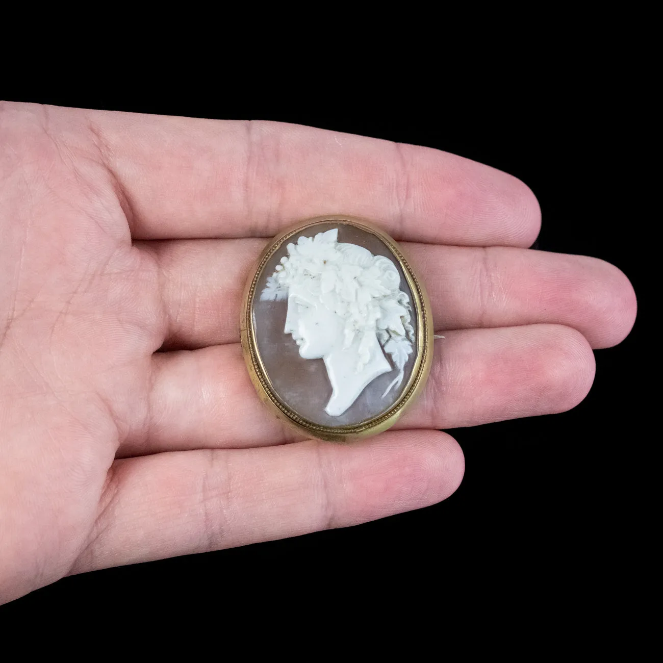 Antique Victorian Bacchante Cameo Brooch Pinchbeck Frame