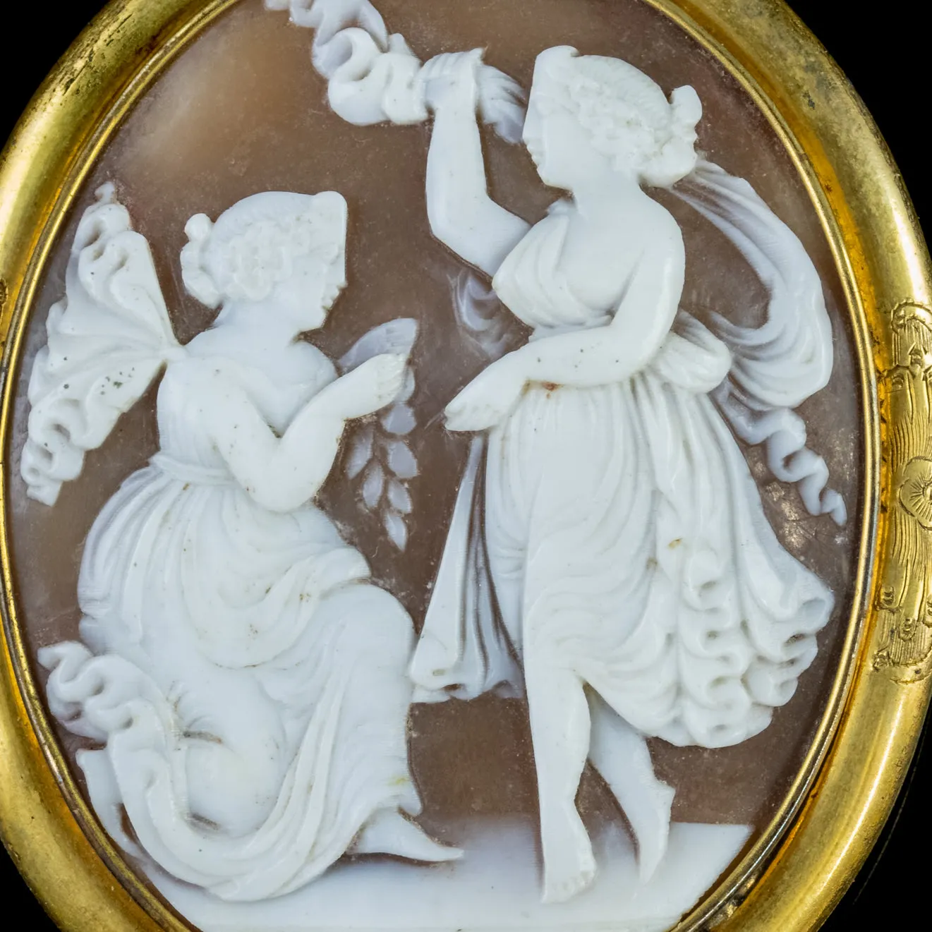Antique Victorian Bacchante Shell Cameo Brooch