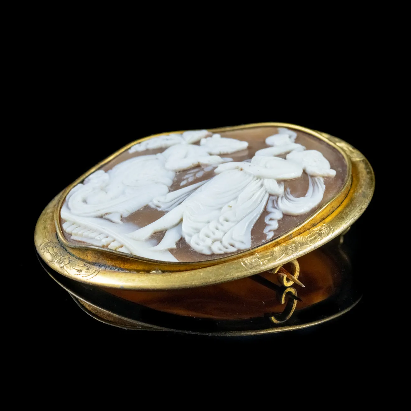 Antique Victorian Bacchante Shell Cameo Brooch