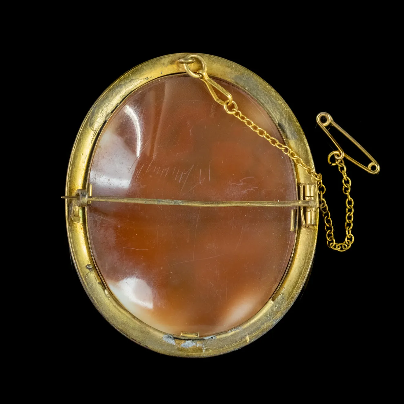 Antique Victorian Bacchante Shell Cameo Brooch