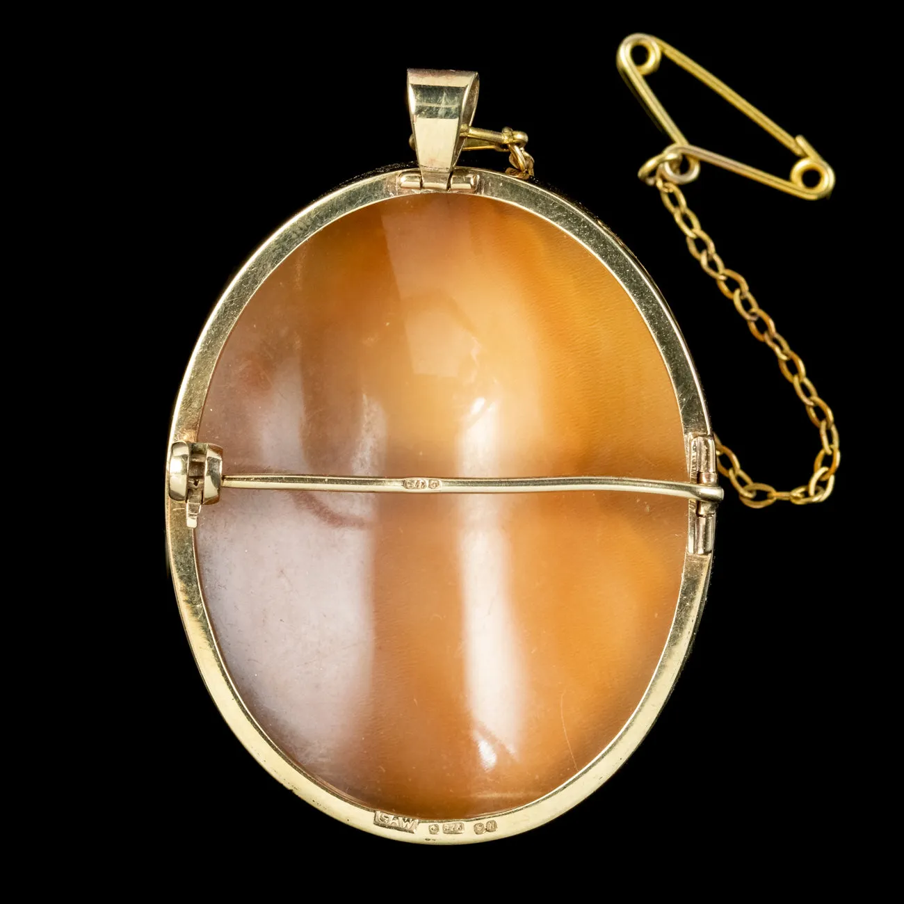 Antique Victorian Bacchus Cameo Brooch 9ct Gold Frame