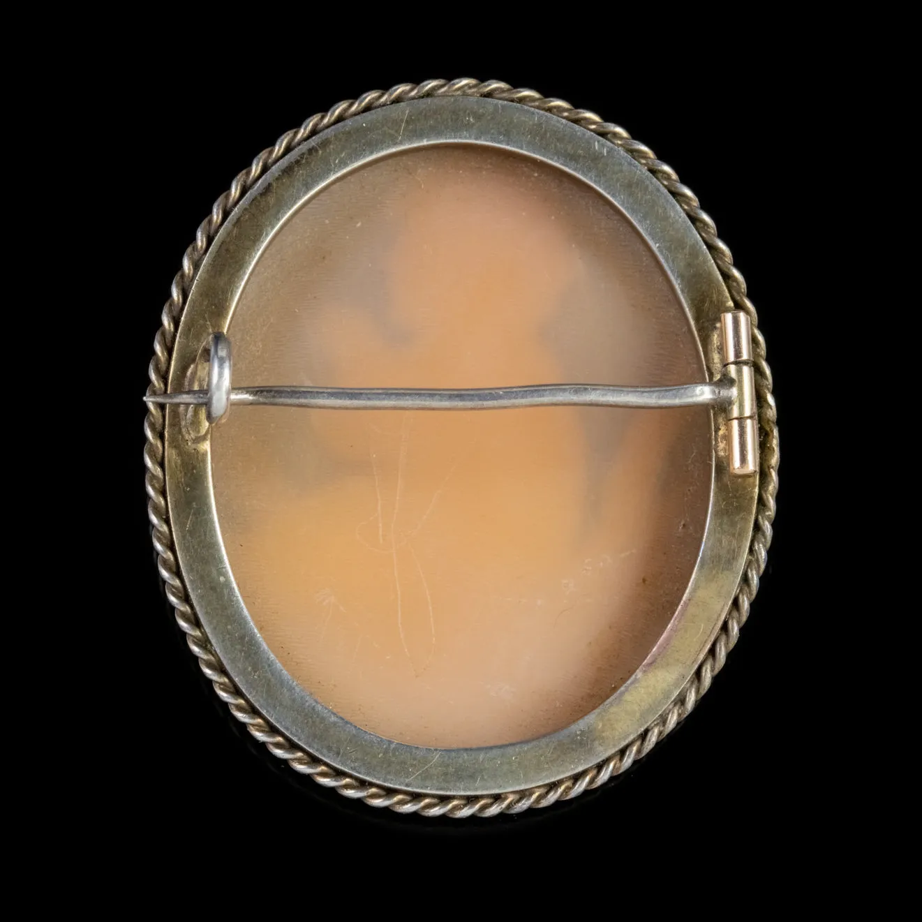 Antique Victorian Bullmouth Shell Cameo Brooch Circa 1860