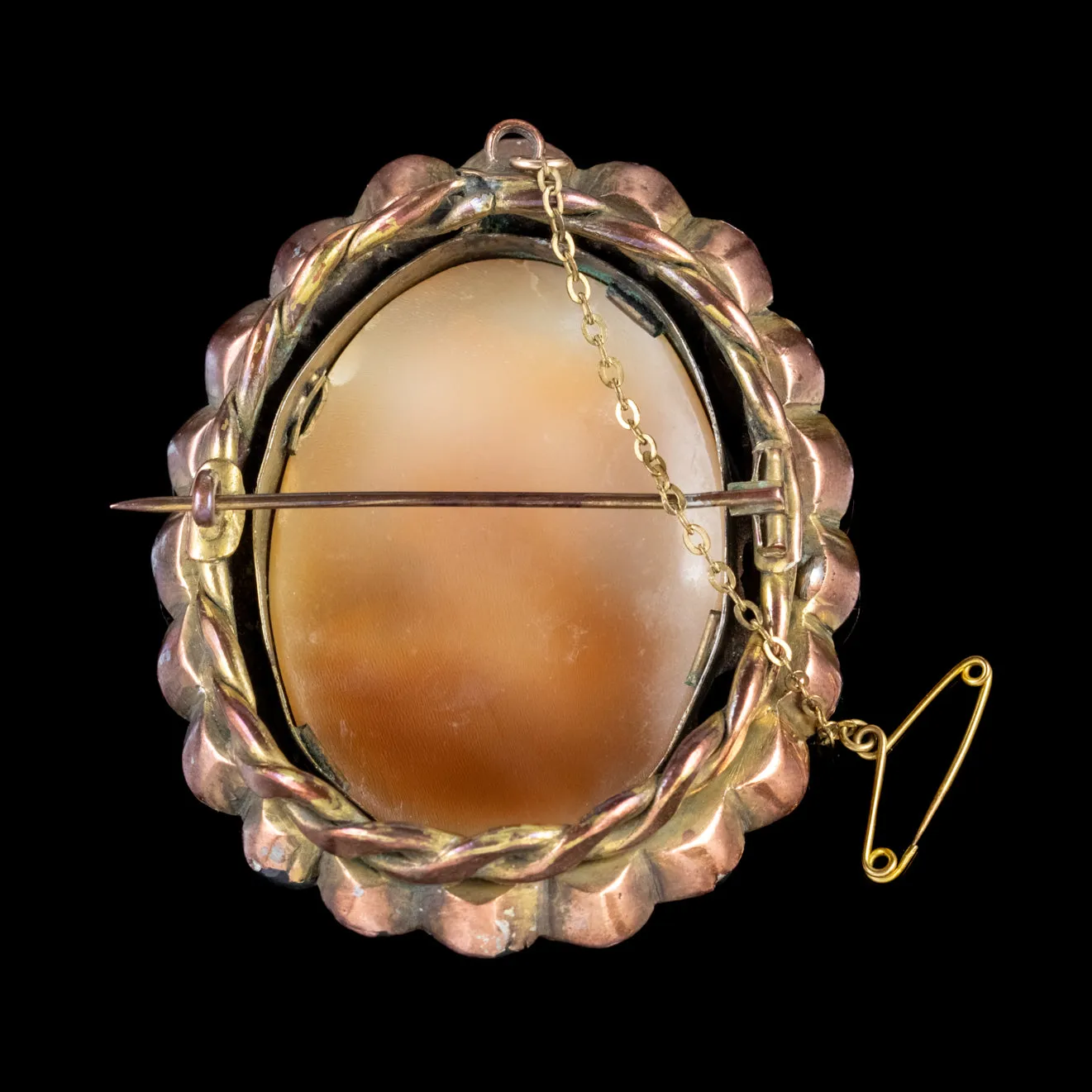 Antique Victorian Cameo Brooch Green Paste Circa 1880