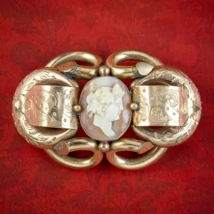 Antique Victorian Cameo Brooch Pinchbeck Gold Gilt