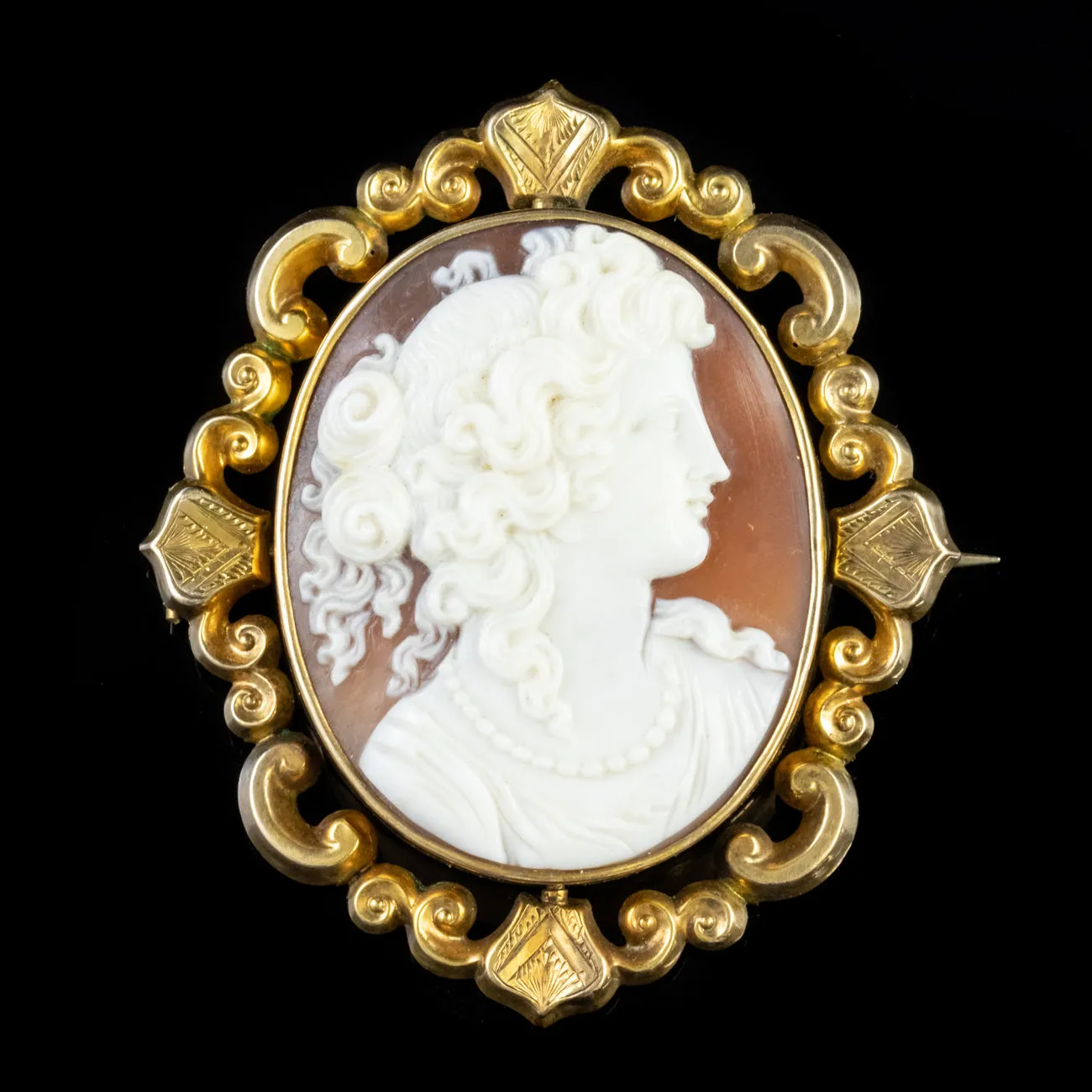 Antique Victorian Cameo Swivel Brooch Locket 9Ct Gold Circa 1860