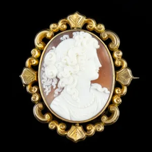 Antique Victorian Cameo Swivel Brooch Locket 9Ct Gold Circa 1860