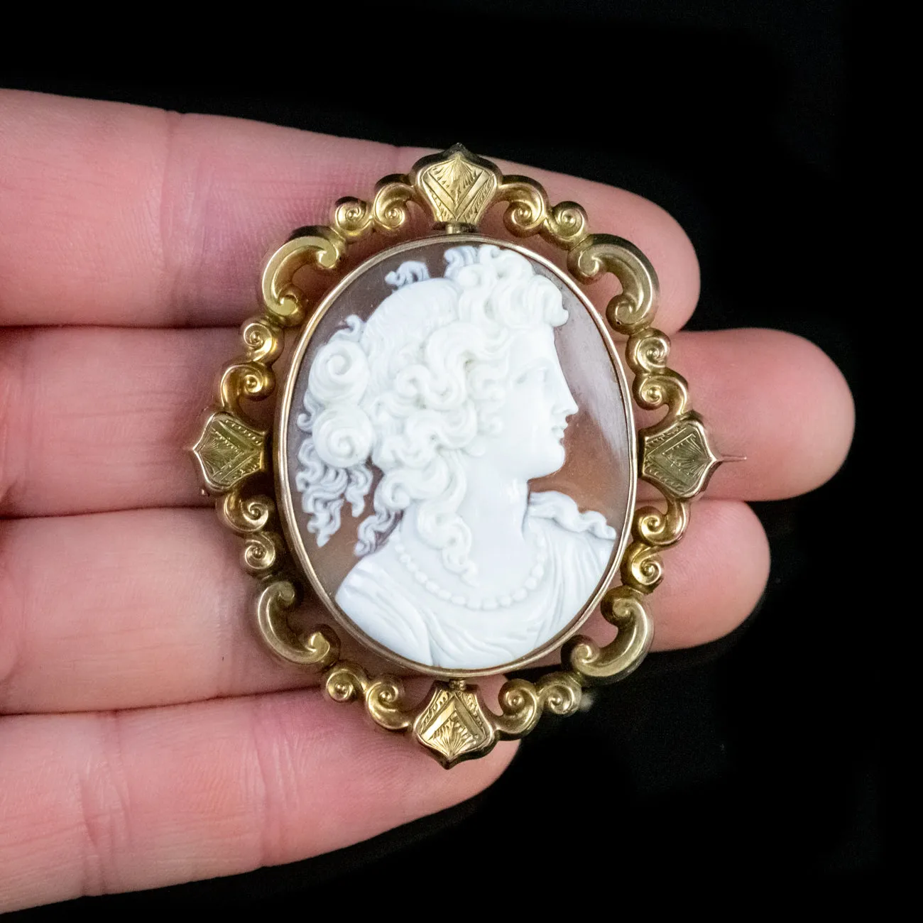 Antique Victorian Cameo Swivel Brooch Locket 9Ct Gold Circa 1860