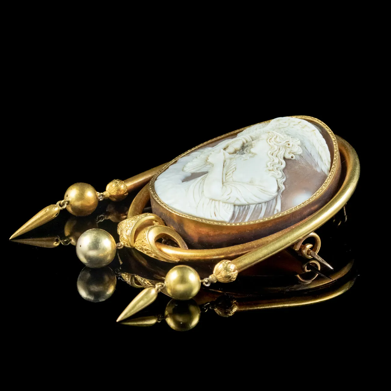 Antique Victorian Hebe And Zeus Cameo Brooch 18ct Gold With Box
