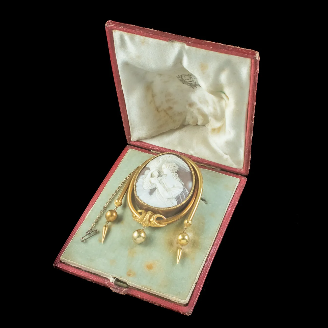 Antique Victorian Hebe And Zeus Cameo Brooch 18ct Gold With Box