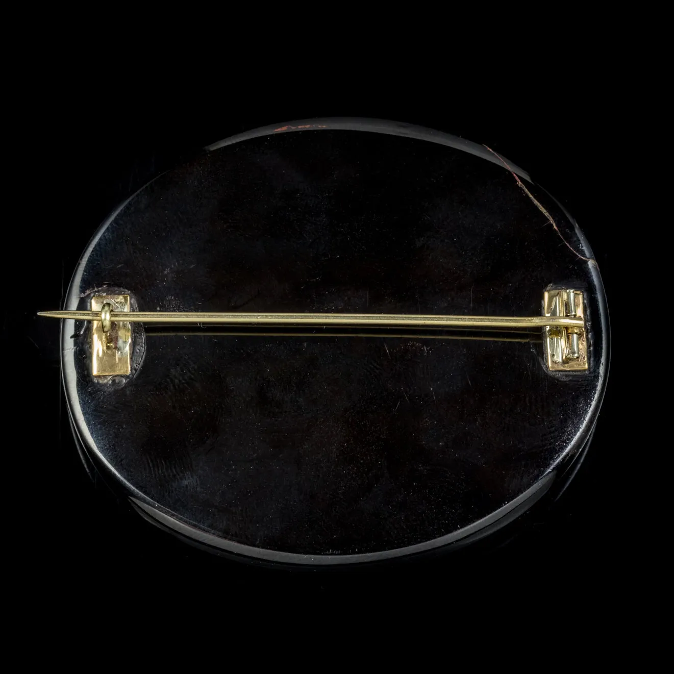 Antique Victorian Whitby Jet Edinburgh Cameo Brooch Circa 1860