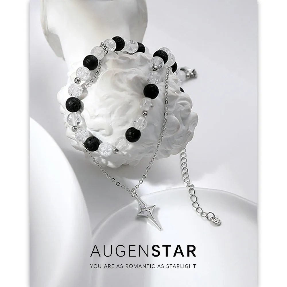 ASR | Four Pointed Star Black and White Beads Necklace