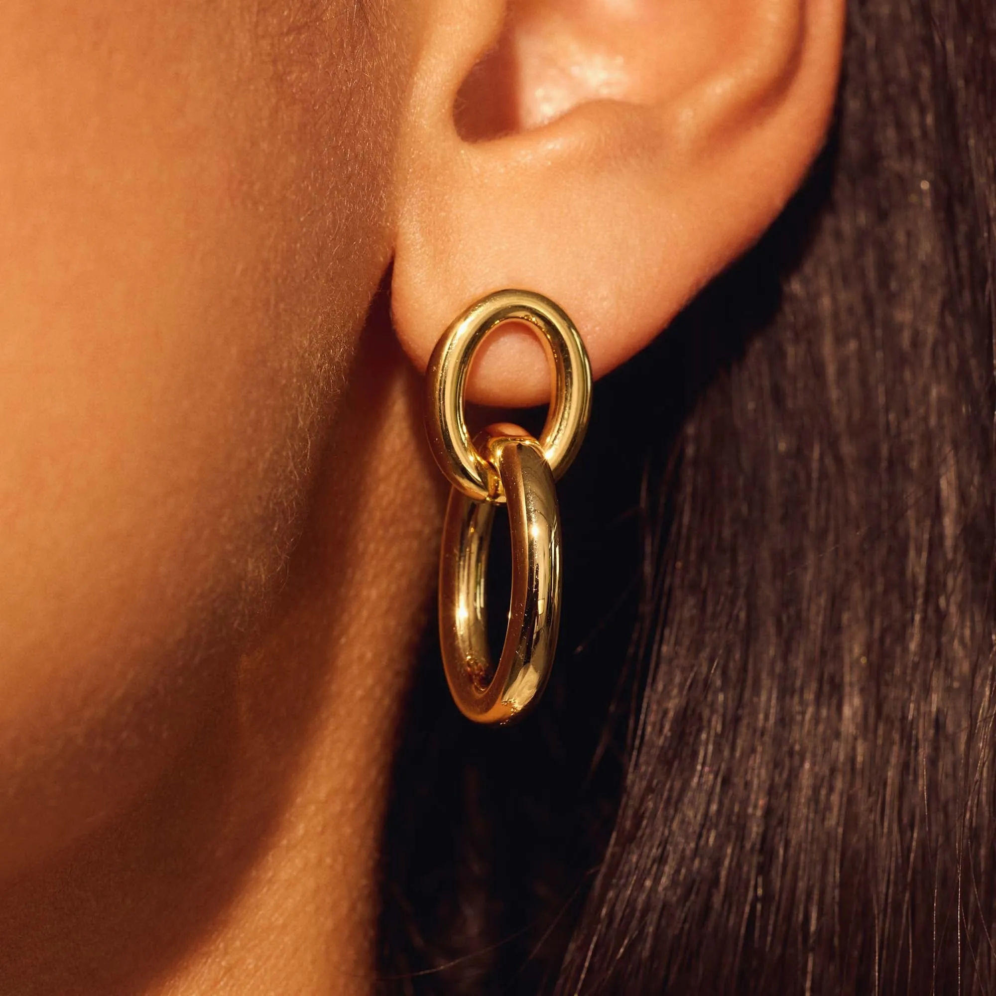 Bibbiena Poppi Adriane 925 sterling silver gold plated drop earrings with 14 karat gold plating