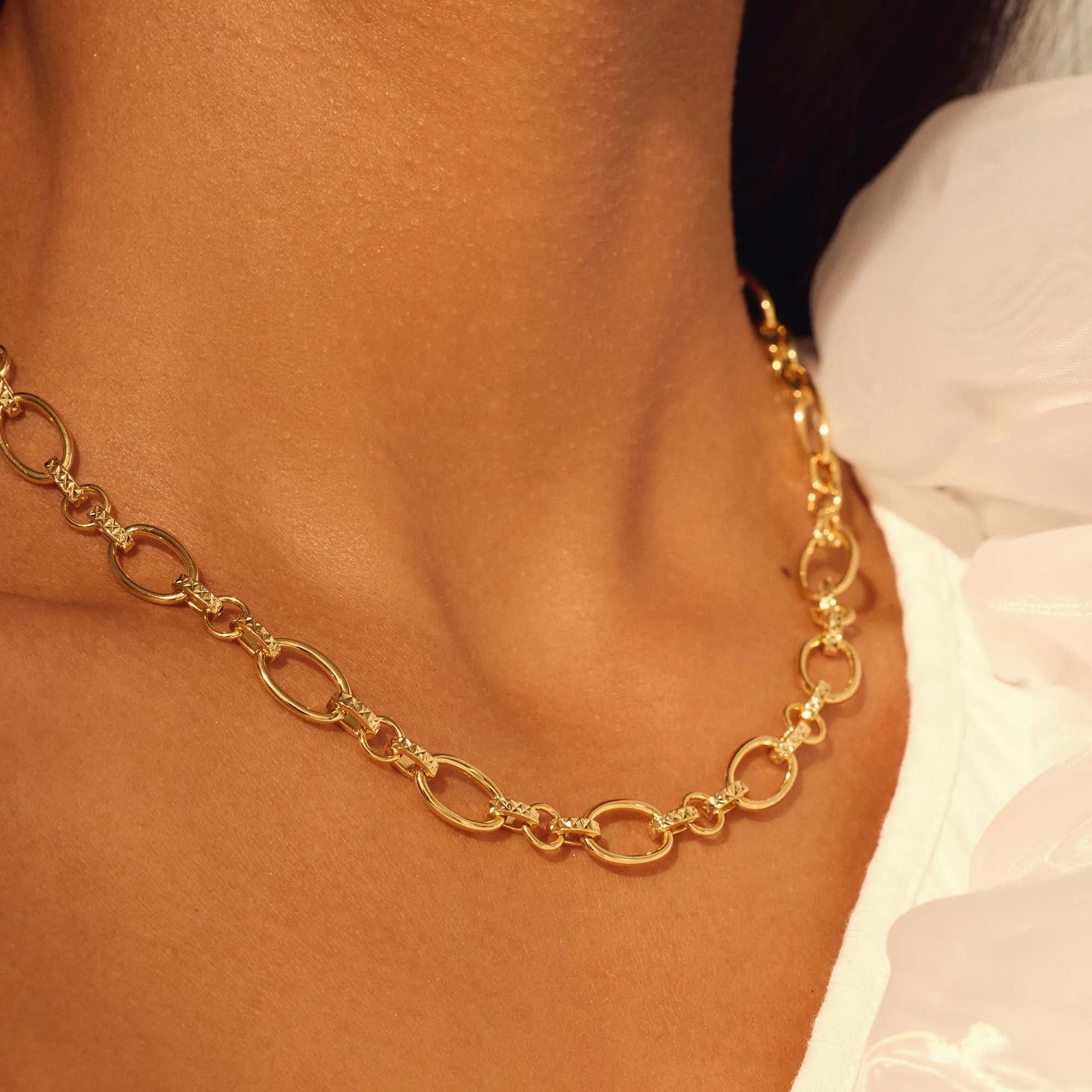 Bibbiena Poppi Clara 925 sterling silver gold plated link necklace