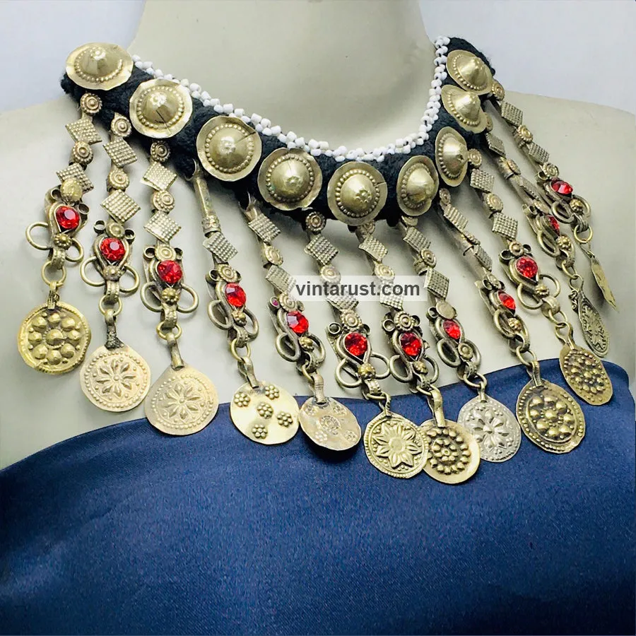 Boho Choker Necklace With Dangling Tassels