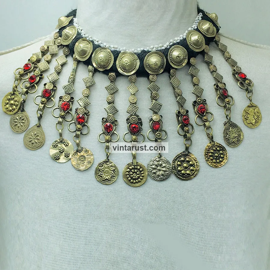 Boho Choker Necklace With Dangling Tassels