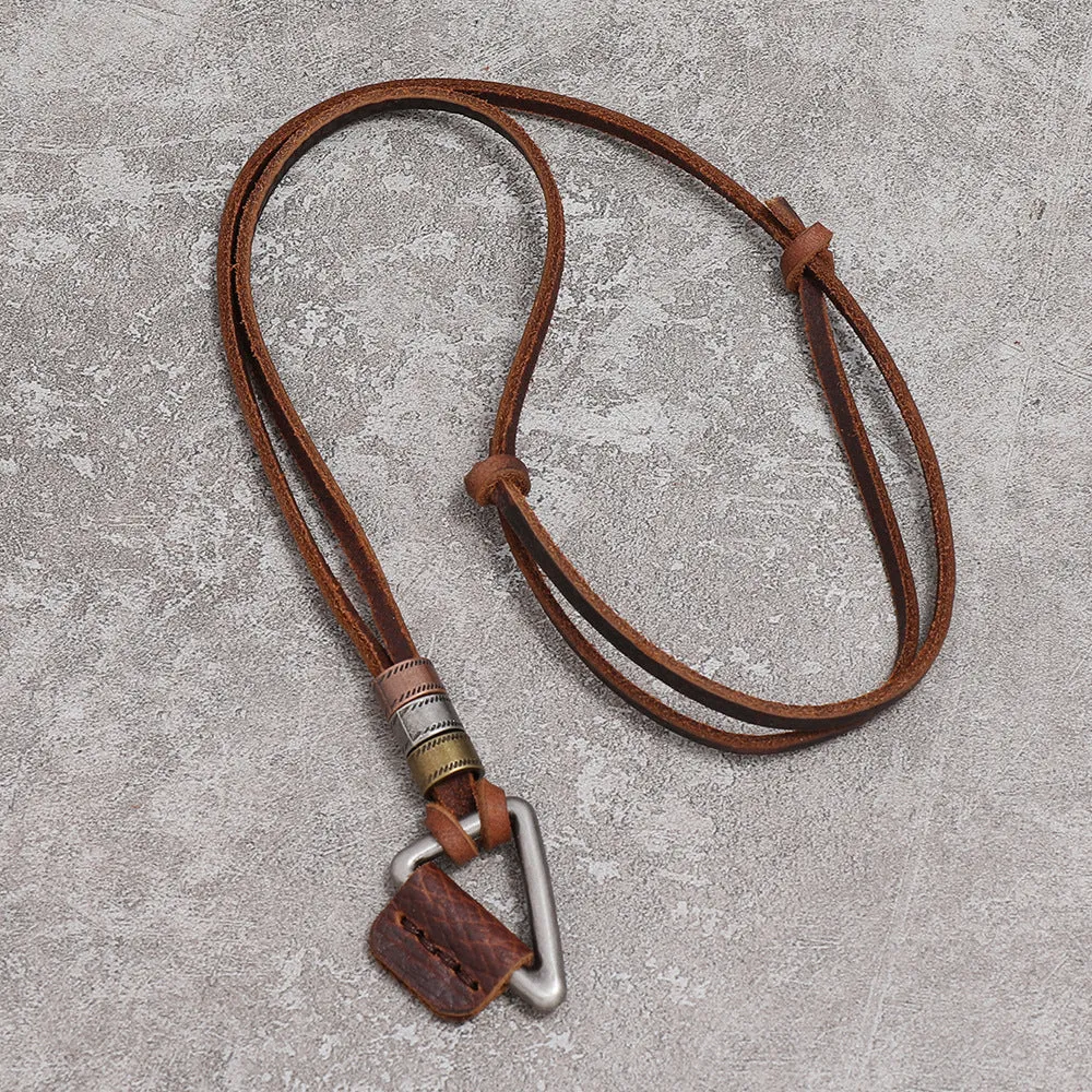 Brown Simple European and American Style Trendy Men's Necklace Personalized Antiquity Hip Hop Pendant Ornament