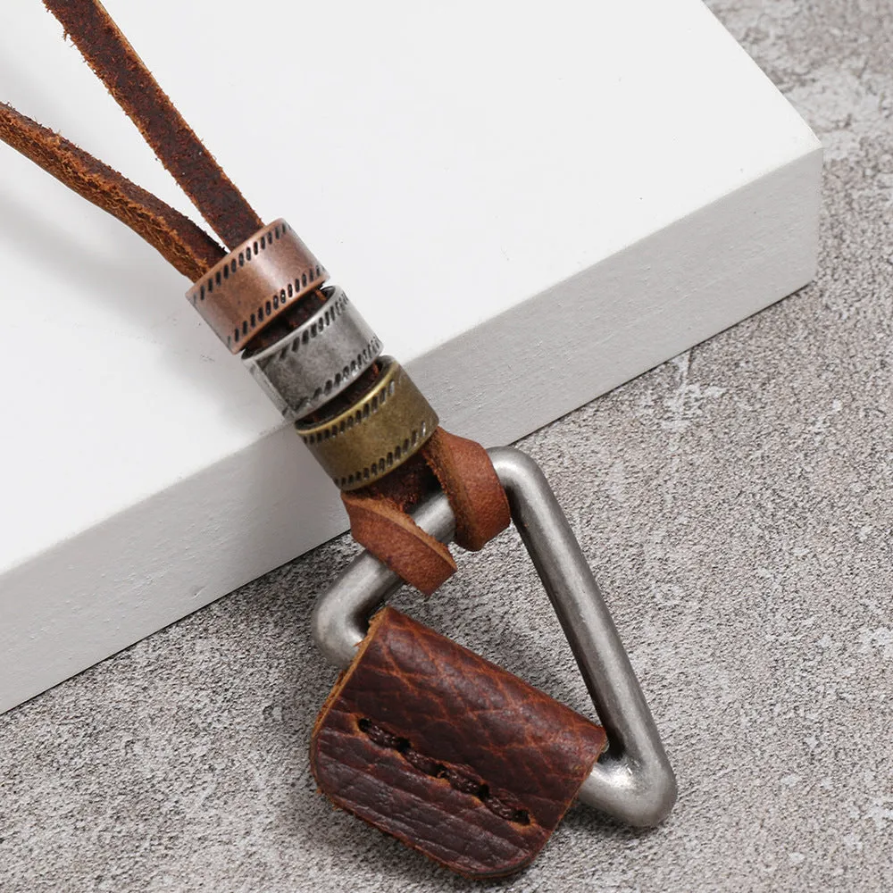 Brown Simple European and American Style Trendy Men's Necklace Personalized Antiquity Hip Hop Pendant Ornament