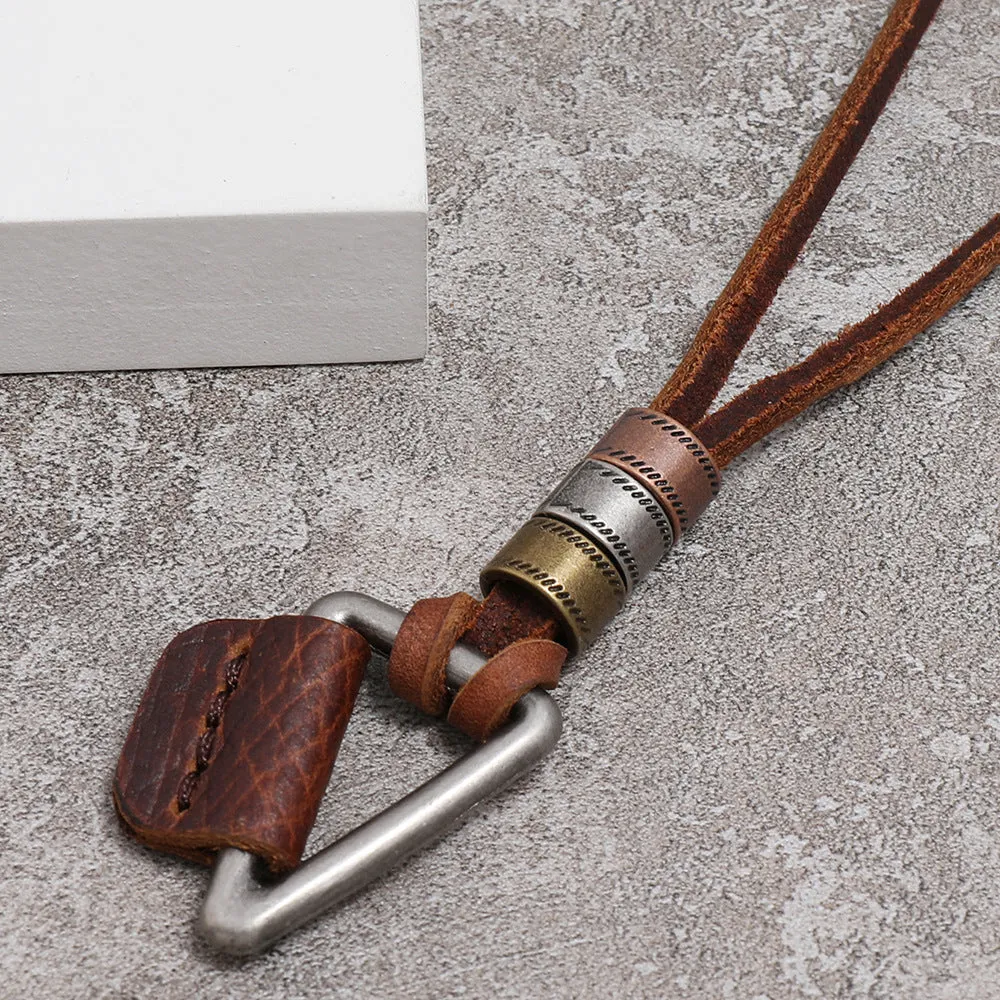 Brown Simple European and American Style Trendy Men's Necklace Personalized Antiquity Hip Hop Pendant Ornament