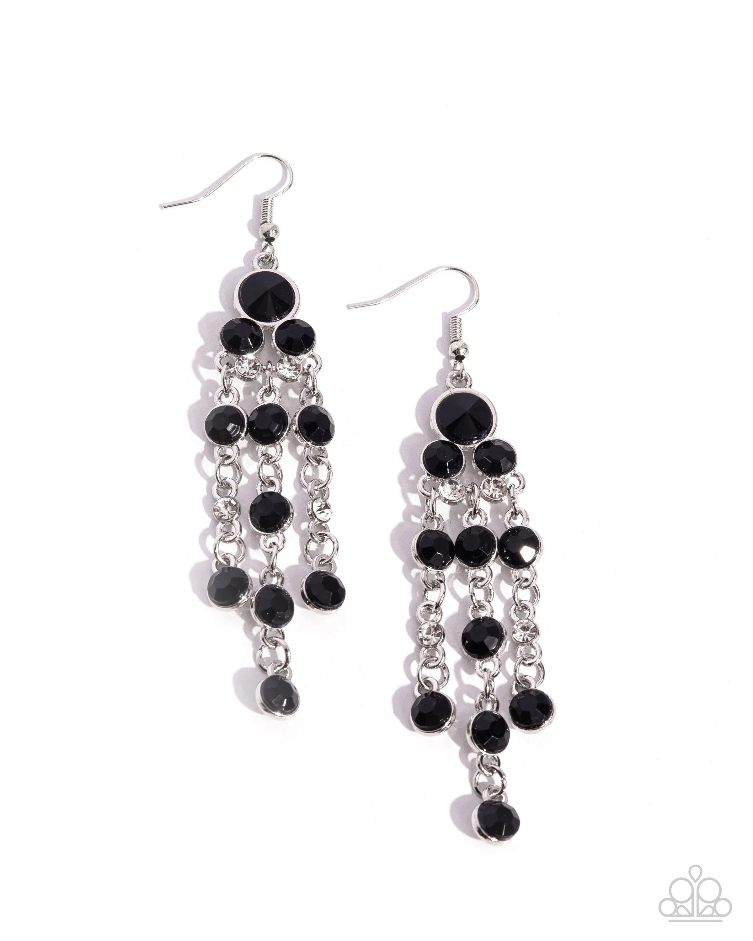 Cascading Clarity - Black Earrings - Paparazzi Accessories