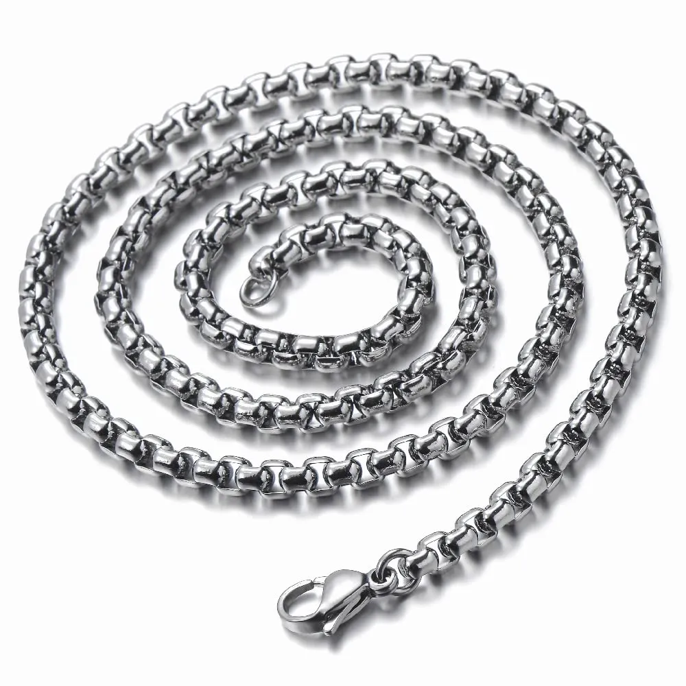 COOLSTEELANDBEYOND Men Stainless Steel Snake Skull Pendant Necklace, Punk Rock, 30 inches Wheat Chain