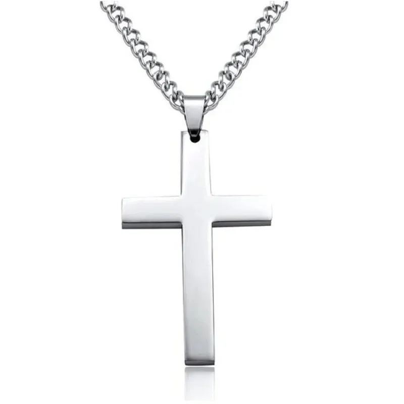 Creative Stainless Steel Drip Oil Cross Necklace Religious Faith Amulet Pendant Hip Hop Necklaces for Men Cross Jewelry Gift