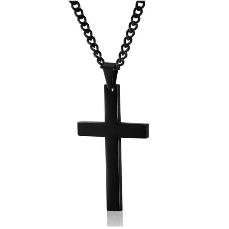 Creative Stainless Steel Drip Oil Cross Necklace Religious Faith Amulet Pendant Hip Hop Necklaces for Men Cross Jewelry Gift