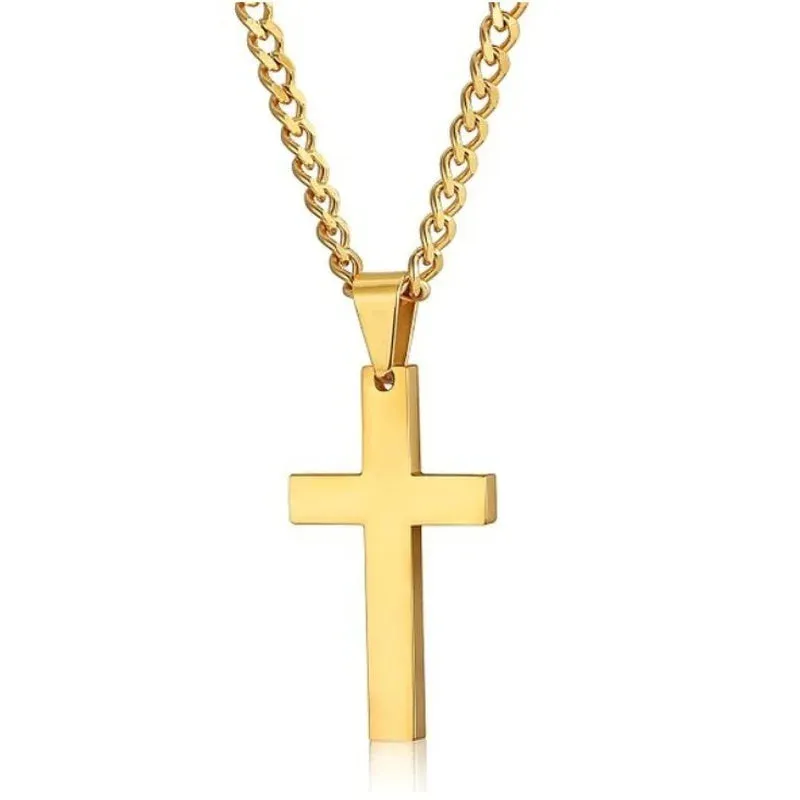Creative Stainless Steel Drip Oil Cross Necklace Religious Faith Amulet Pendant Hip Hop Necklaces for Men Cross Jewelry Gift