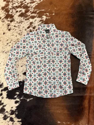 Cruel Girl Girl's Pink Print Snap Long Sleeve Cowgirl Shirt CTW3230035